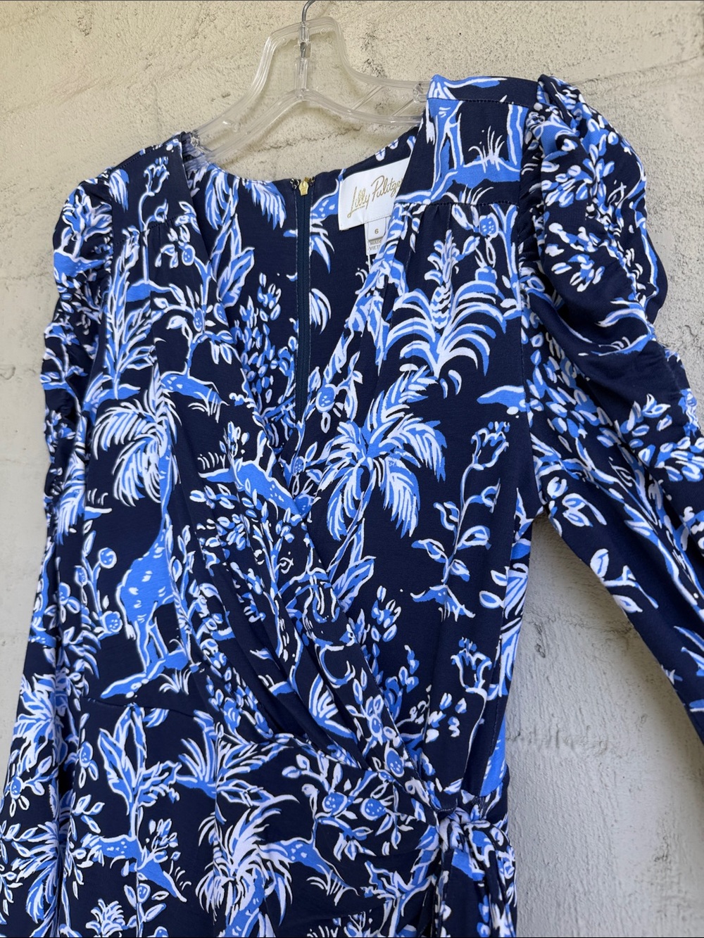 NWT Lilly Pulitzer Jemma Sleeved Romper Low Tide Navy Tall Tales Size 6 - Picture 8 of 12